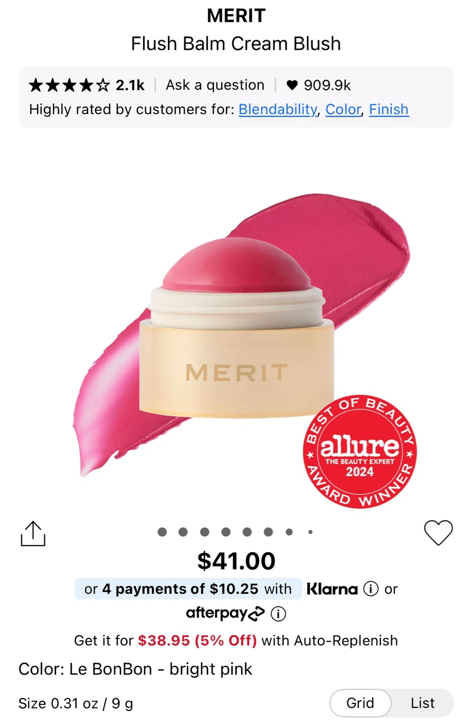 ⚽️ 🆕 MERIT Flush Balm Cream Blush - Le BonBon - photo 3