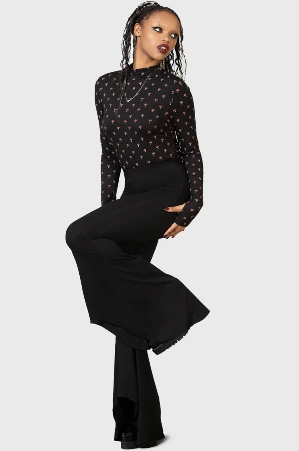 Black Bell Bottom Pants with High Waist - photo 3