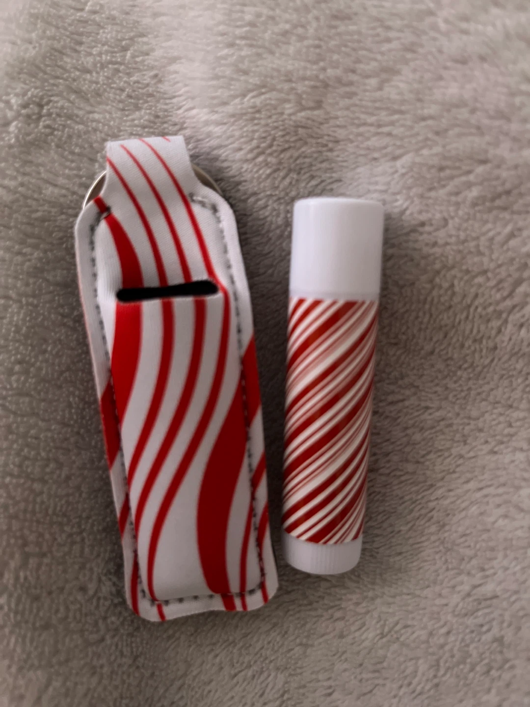 ⚽️Lip Balm Holder Keychain with Candy Cane Design