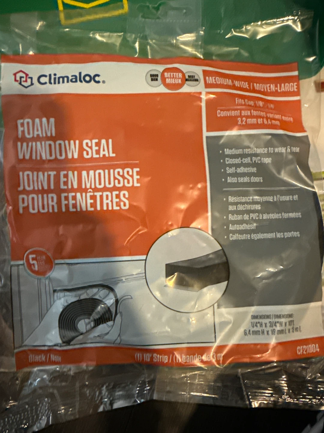 Climaloc Foam Window Seal - Medium Wide