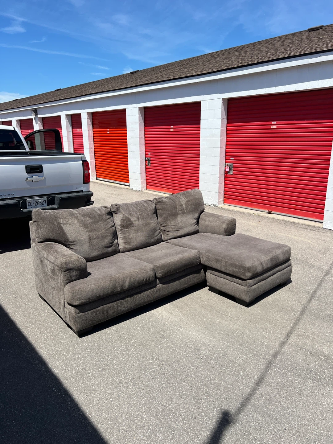 Brown Fabric L Sectional Can also deliver it for free