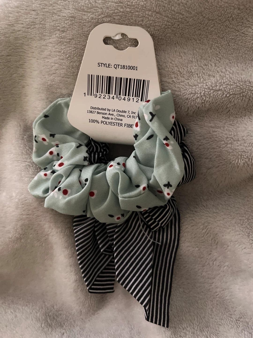 ⚽️Scrunchie Set - Light Blue Floral & Black Stripe - photo 2