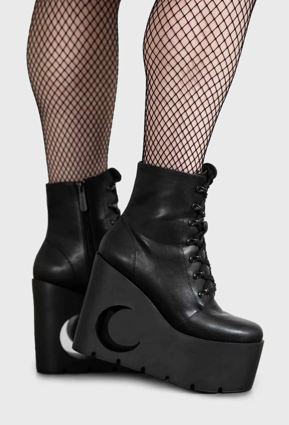 Killstar Wedge Platform Boots with Moon Cutout
