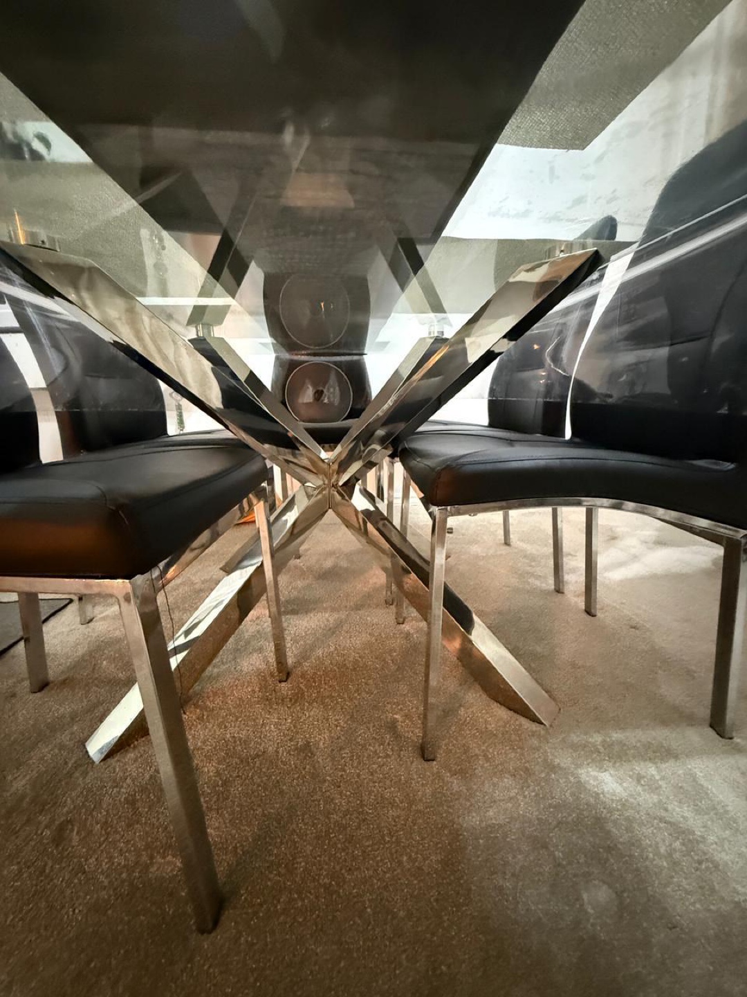 Glass Dining Table with Chrome Legs - photo 4