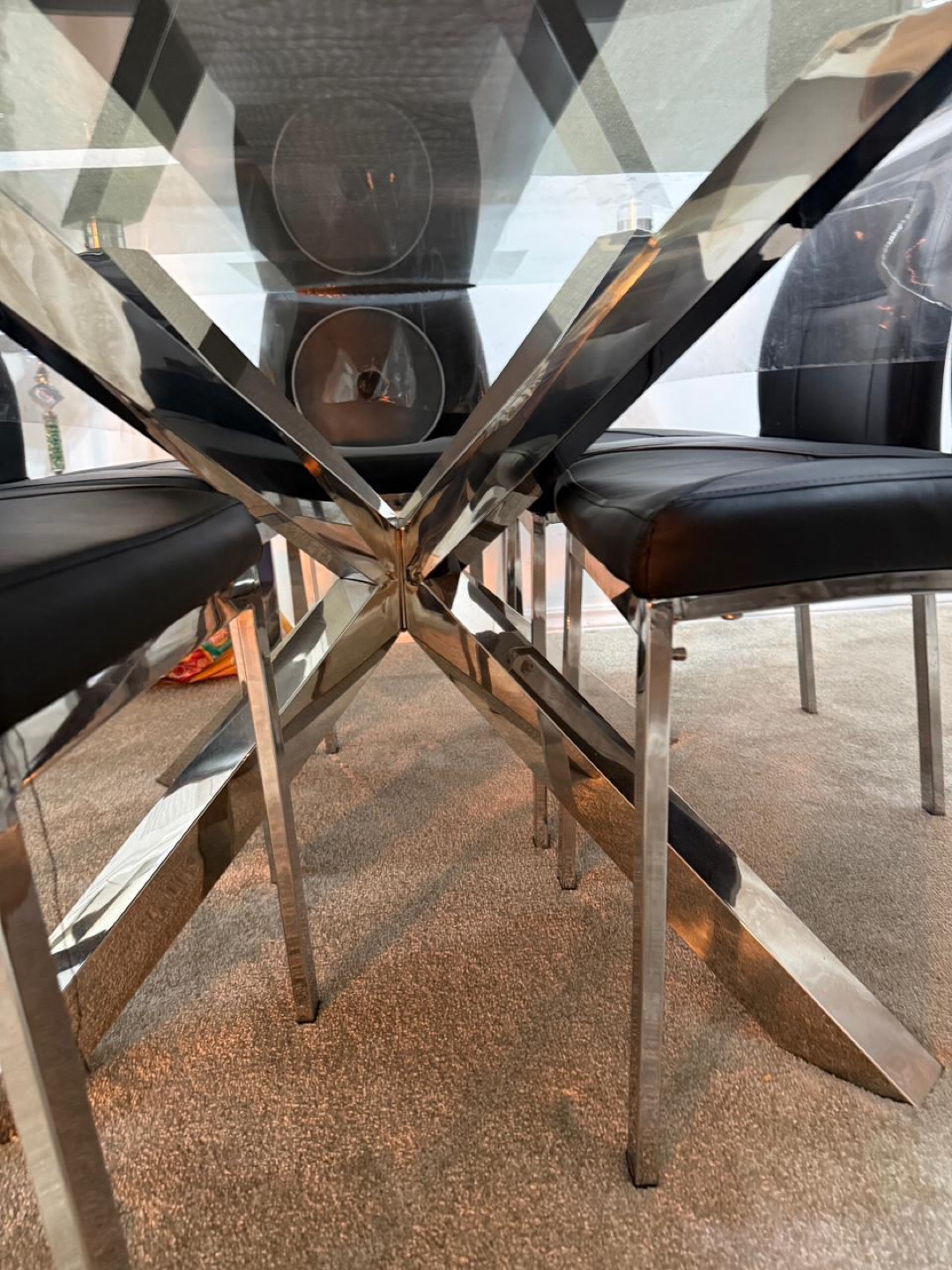 Glass Dining Table with Chrome Legs