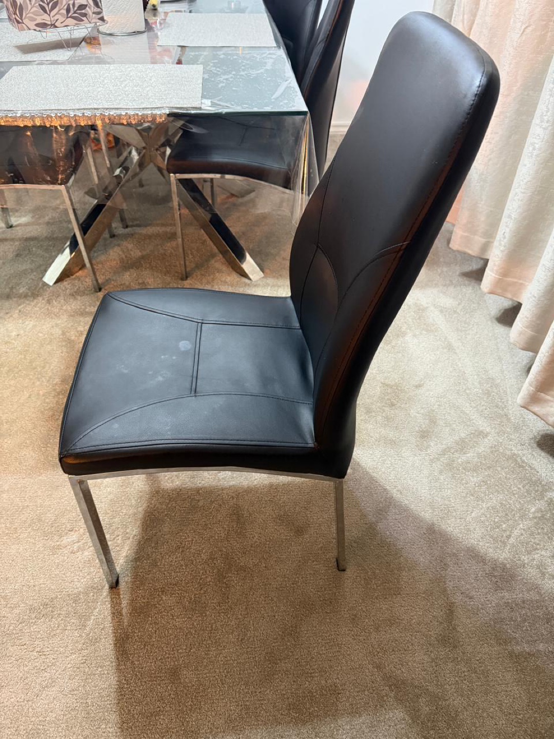 Glass Dining Table with Chrome Legs - photo 5