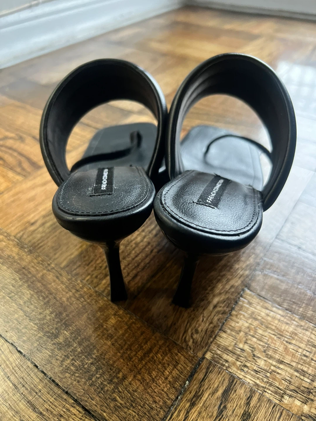 French Connection Black Vegan Leather Heeled Sandals Size 8.5 - photo 2