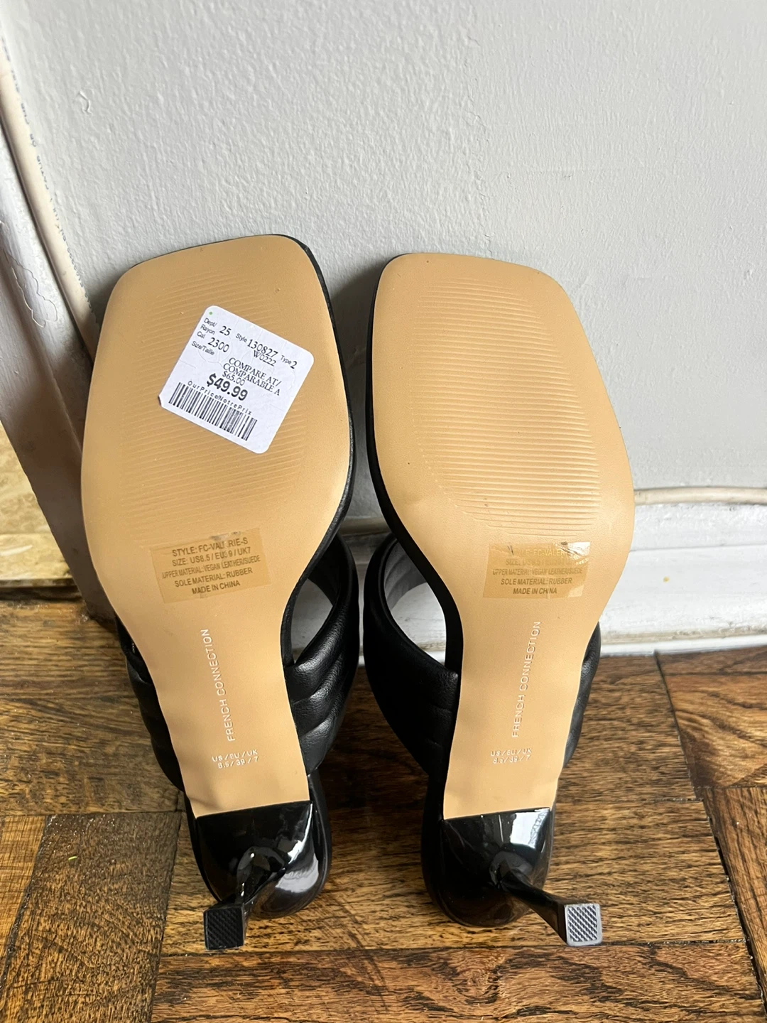 French Connection Black Vegan Leather Heeled Sandals Size 8.5 - photo 3