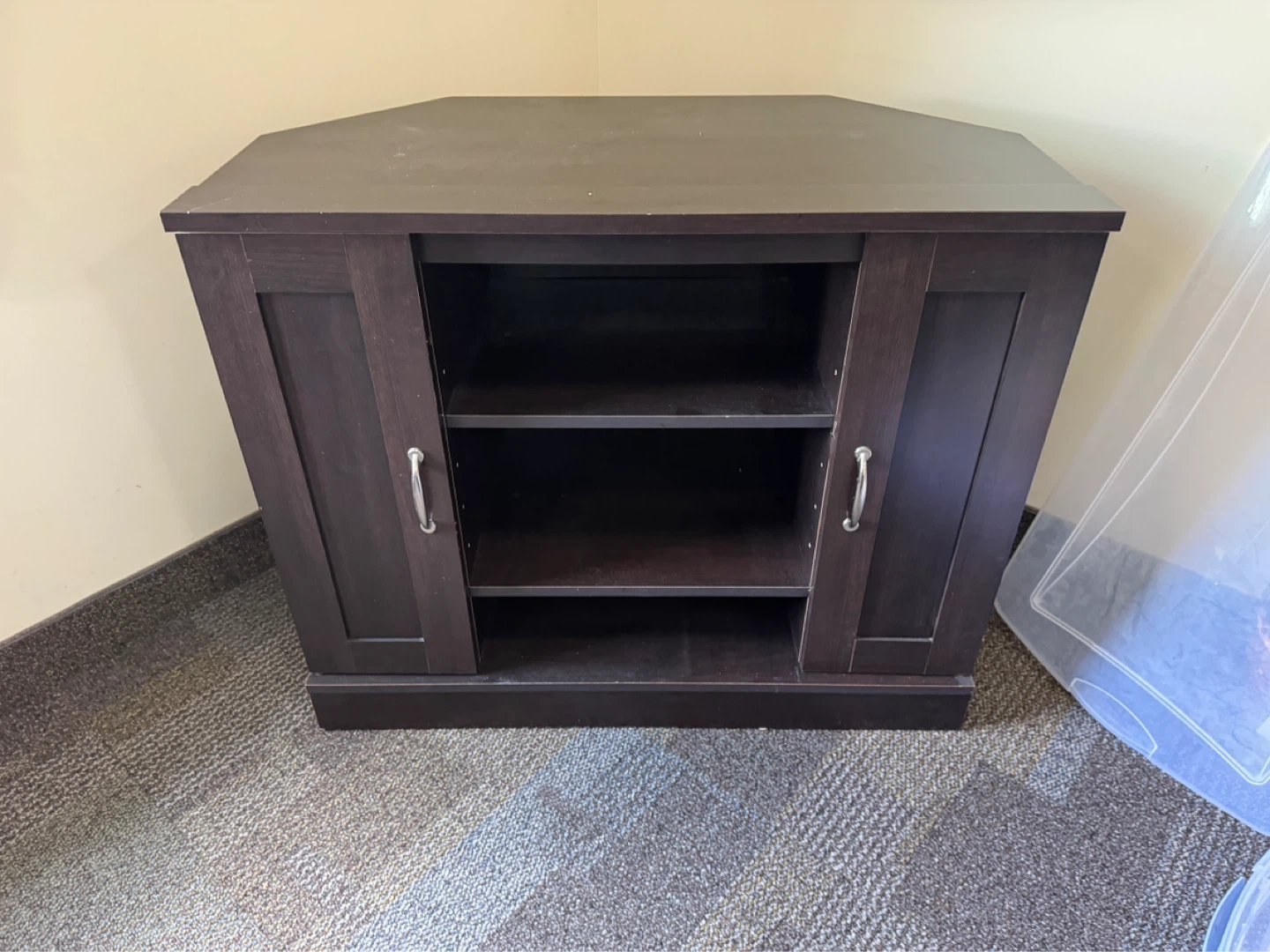 Dark Wood Corner TV Stand - photo 3