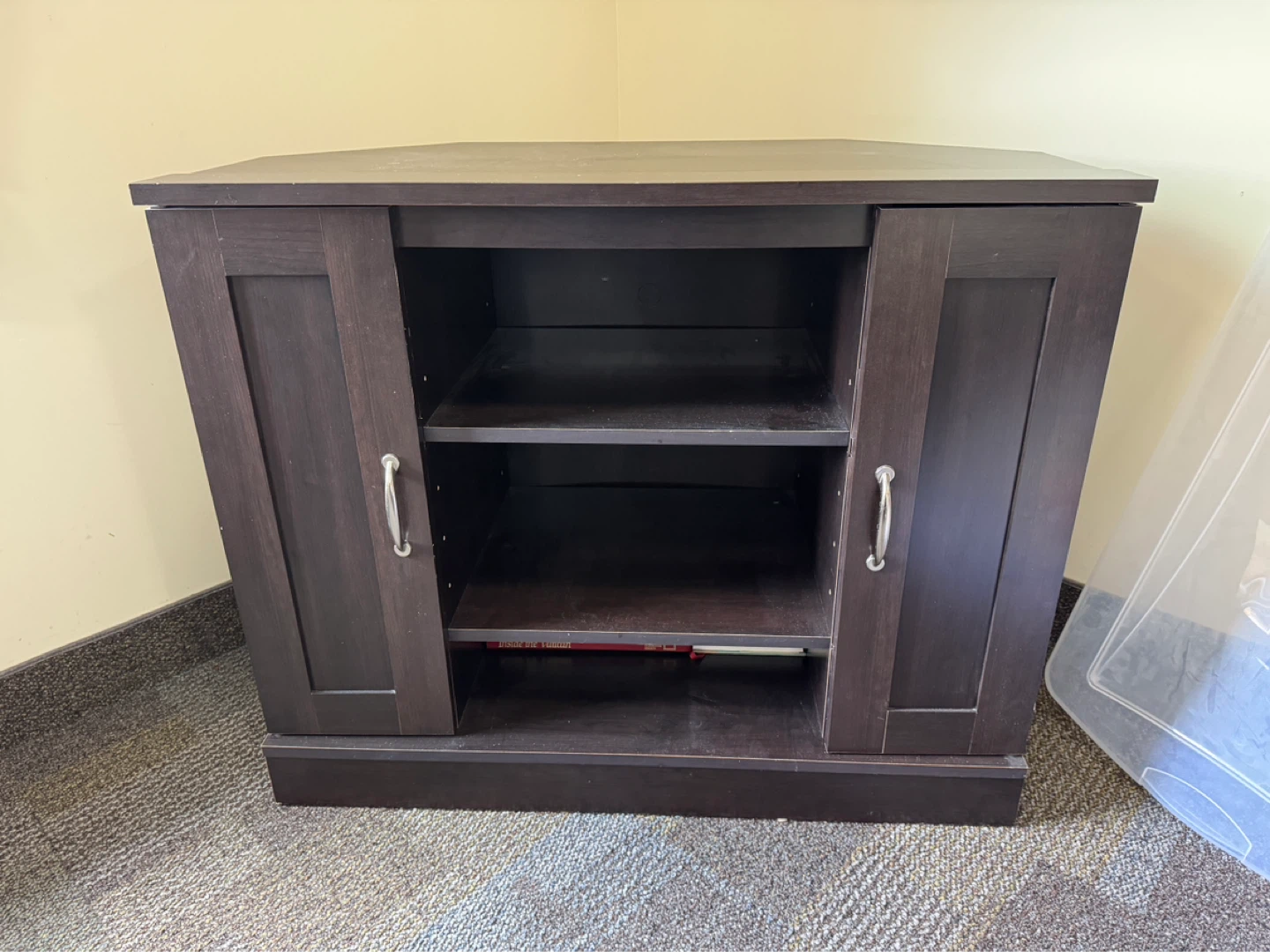 Dark Wood Corner TV Stand