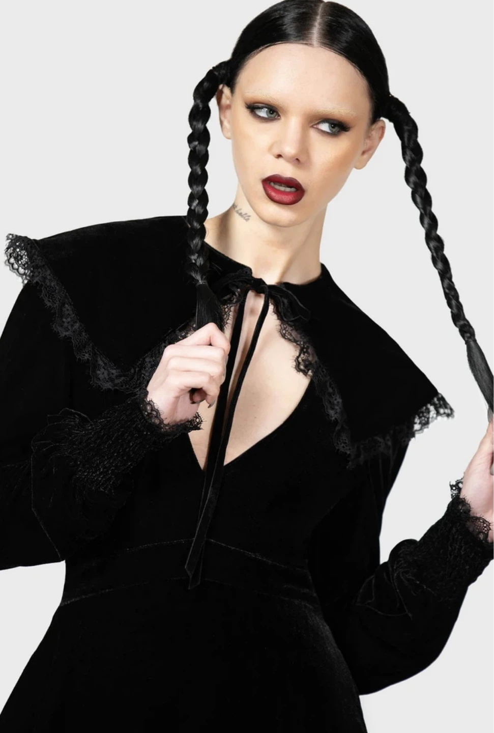 Killstar Black Velvet Lace Collar Dress - photo 5