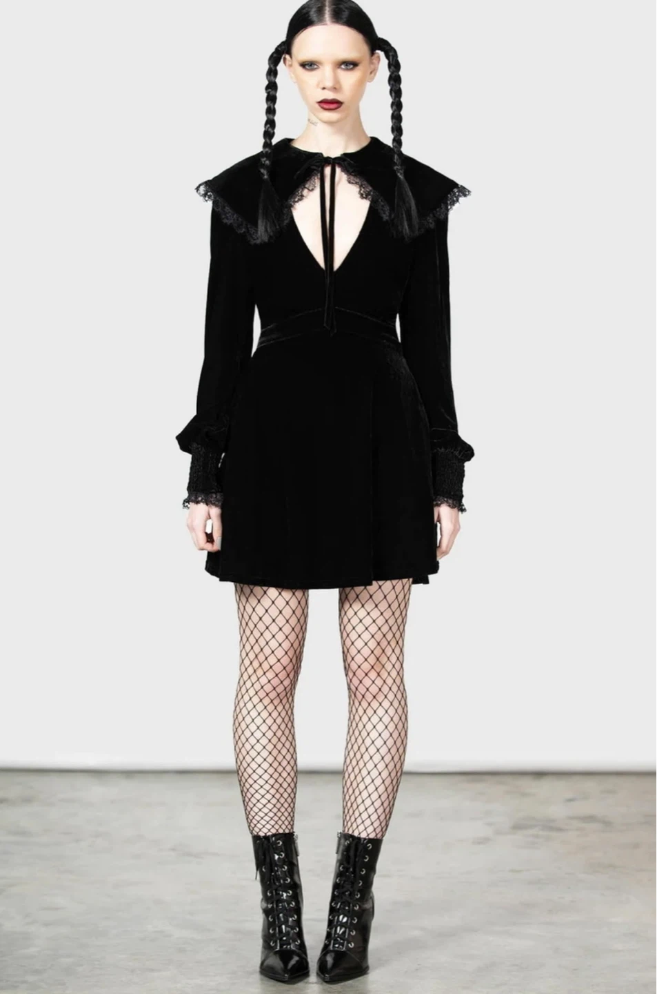 Killstar Black Velvet Lace Collar Dress - photo 3