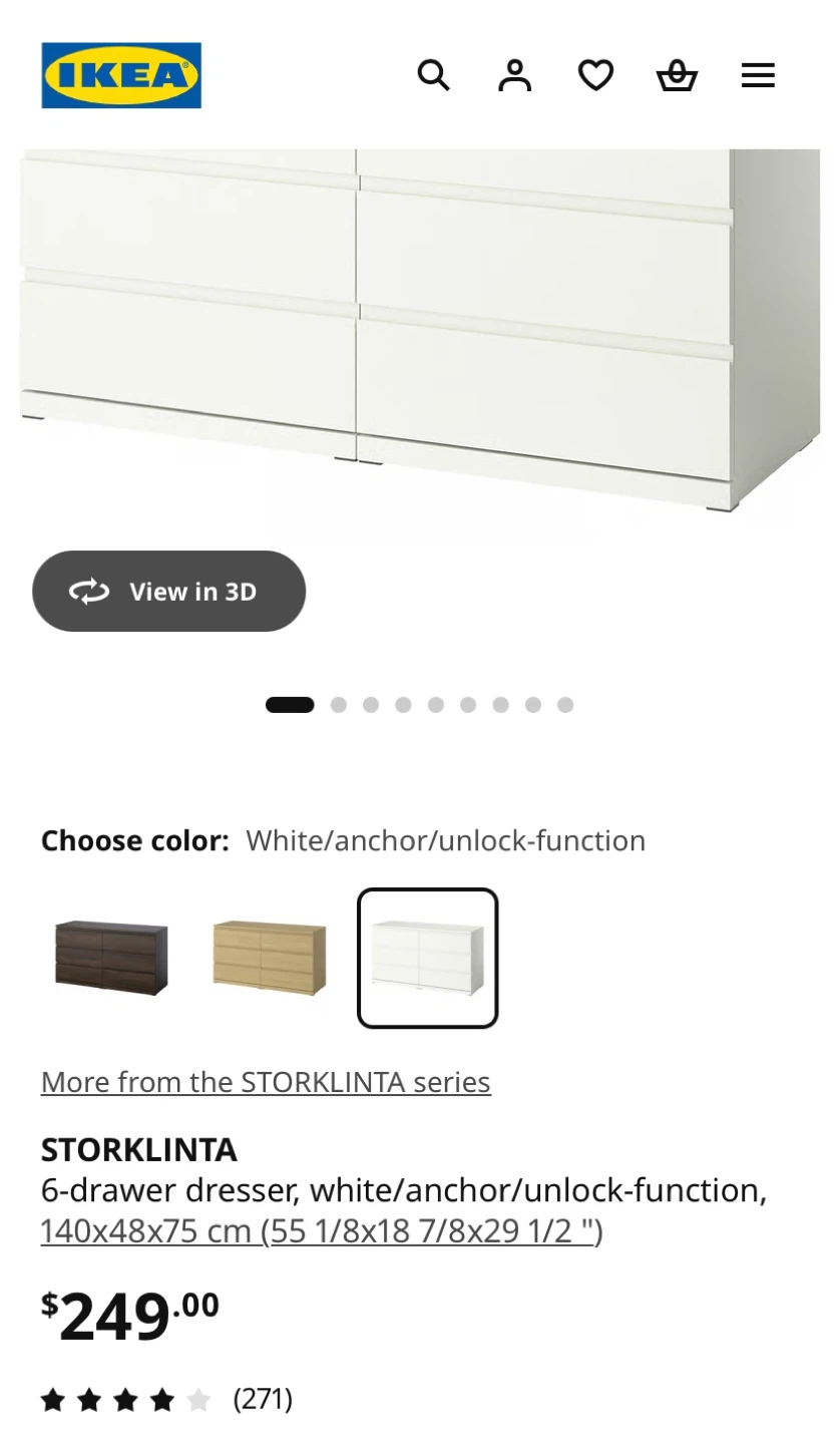 Ikea Storklinta White 6-Drawer Dresser - photo 2