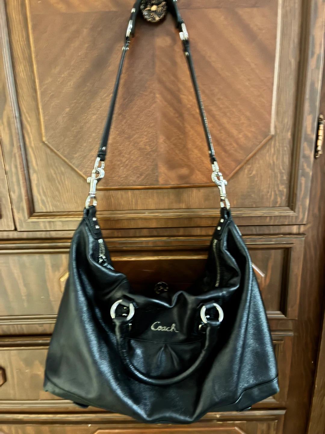 Vintage Coach Black Leather Handbag