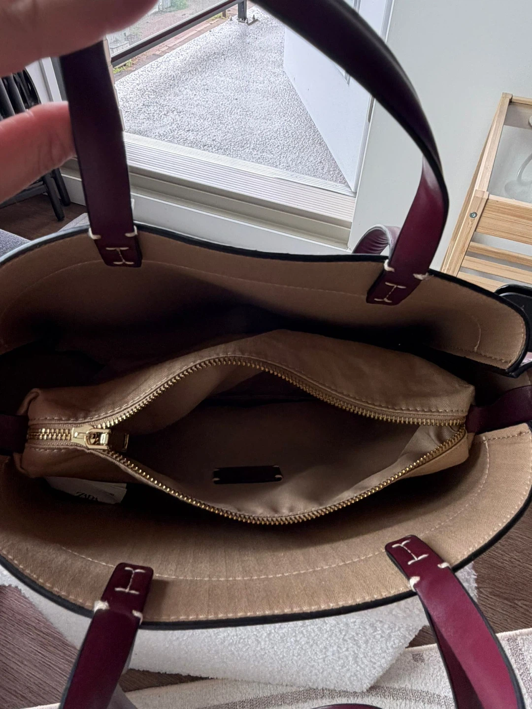 Zara Burgundy Leather Tote Bag - photo 3