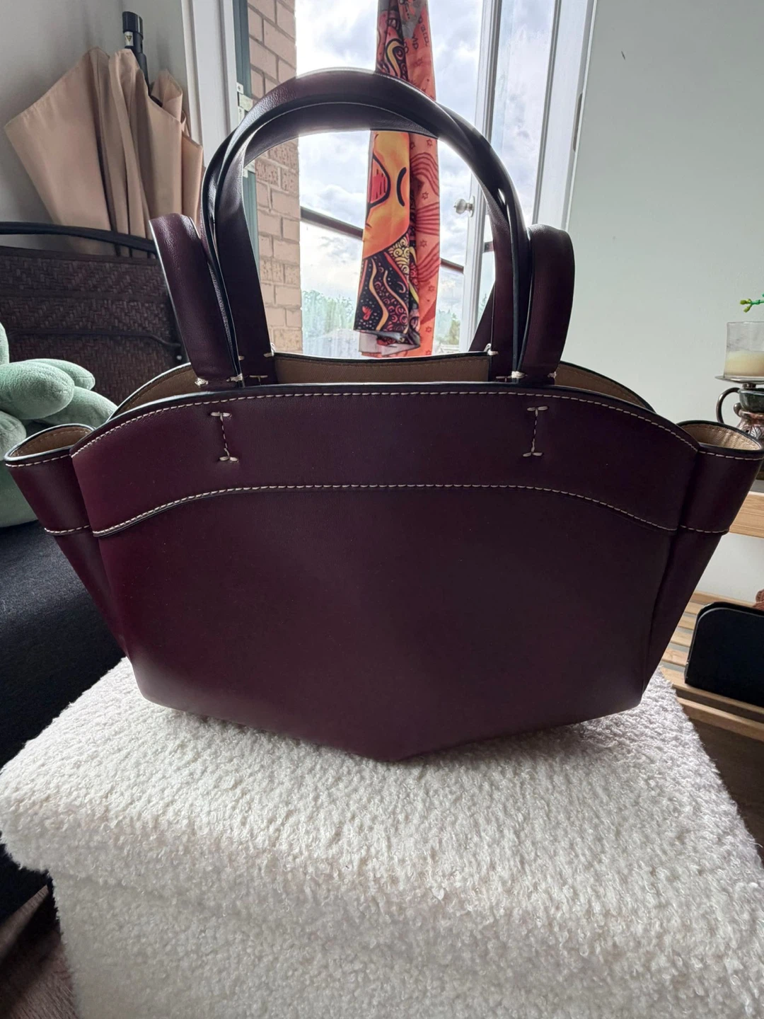 Zara Burgundy Leather Tote Bag