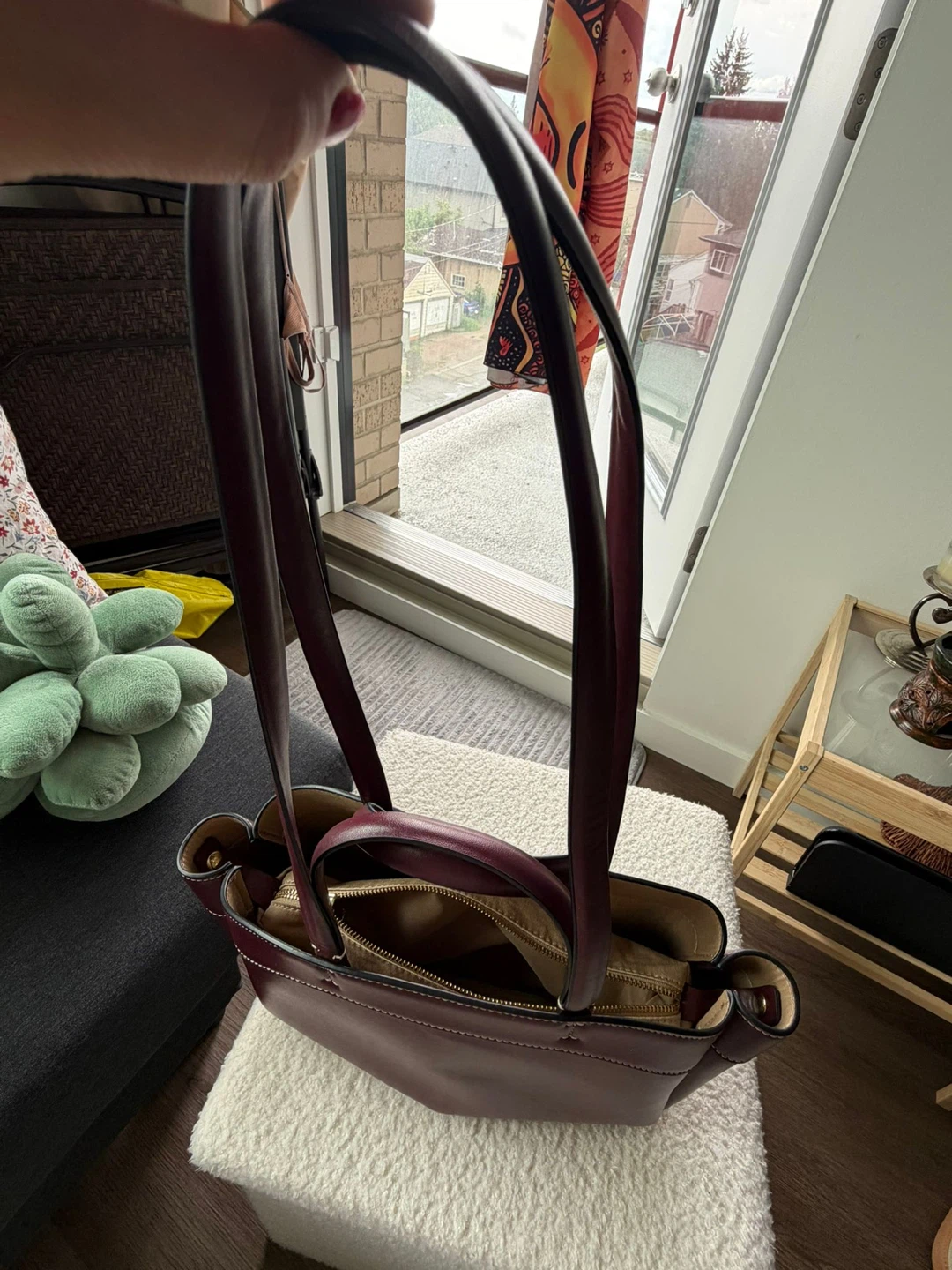 Zara Burgundy Leather Tote Bag - photo 4