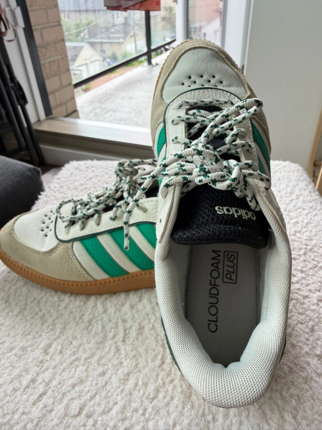 Adidas Cloudfoam Plus Sneakers US 8 Green White Gum Sole - photo 3