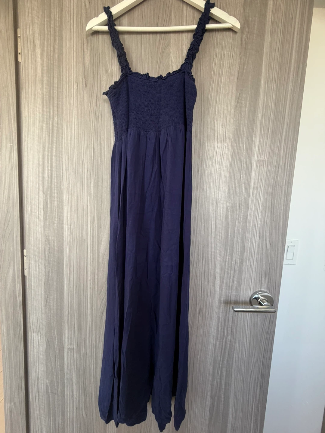 Navy Blue Smocked Maxi Dress - photo 2