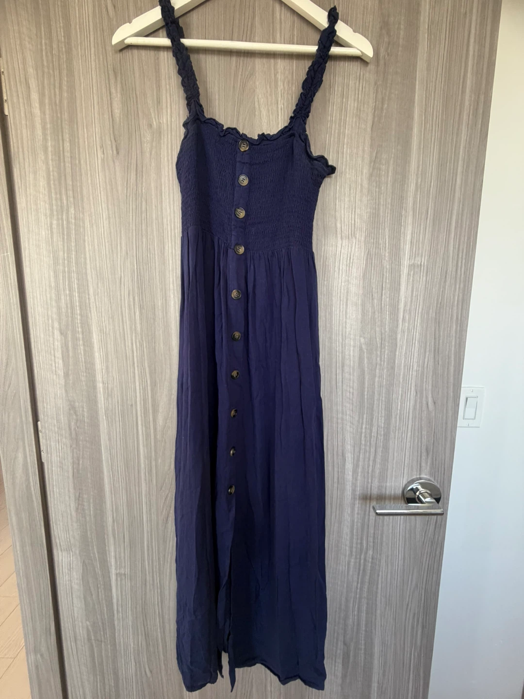 Navy Blue Smocked Maxi Dress