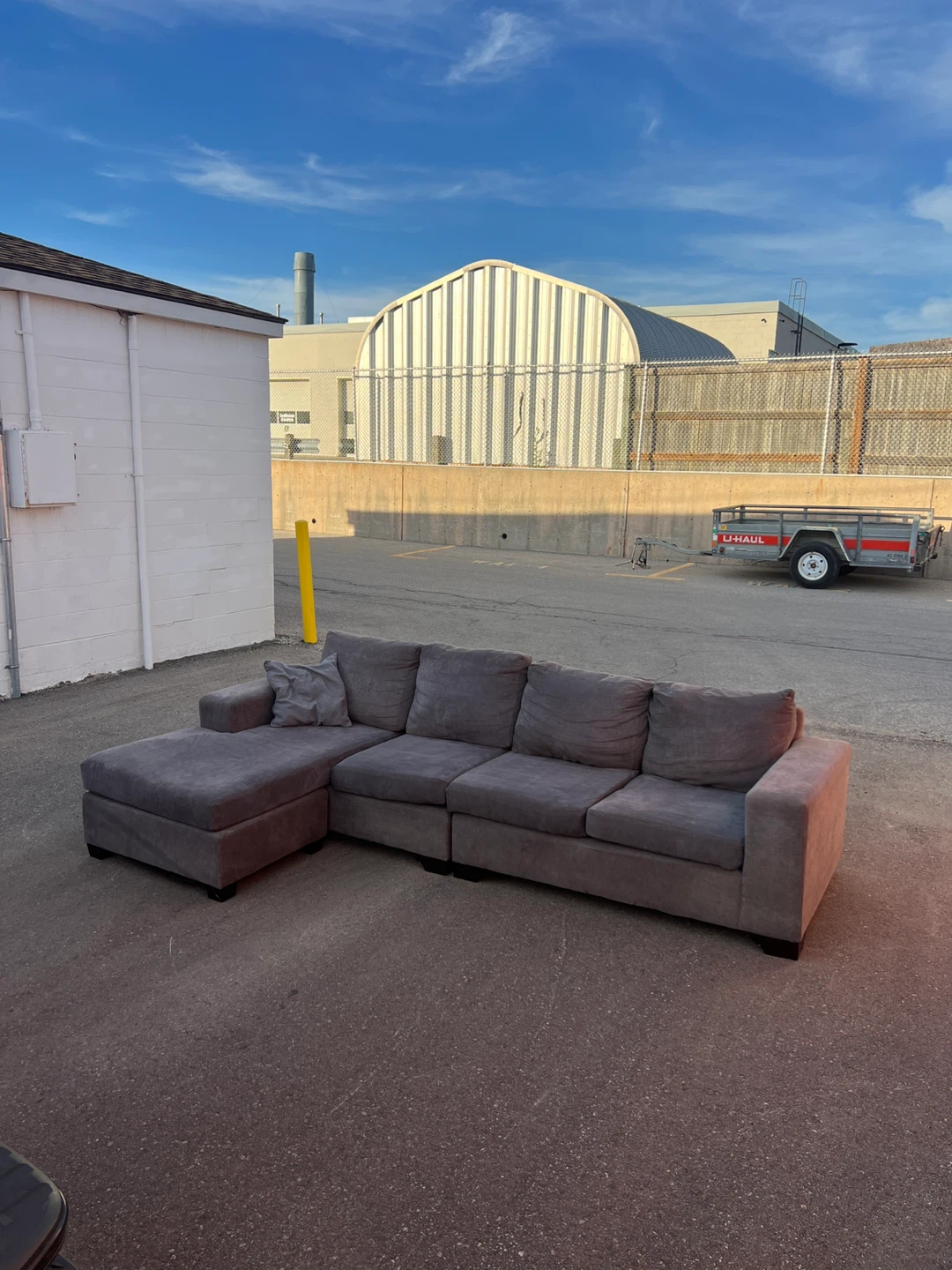 Grey Fabric L Sectional can also deliver for free
