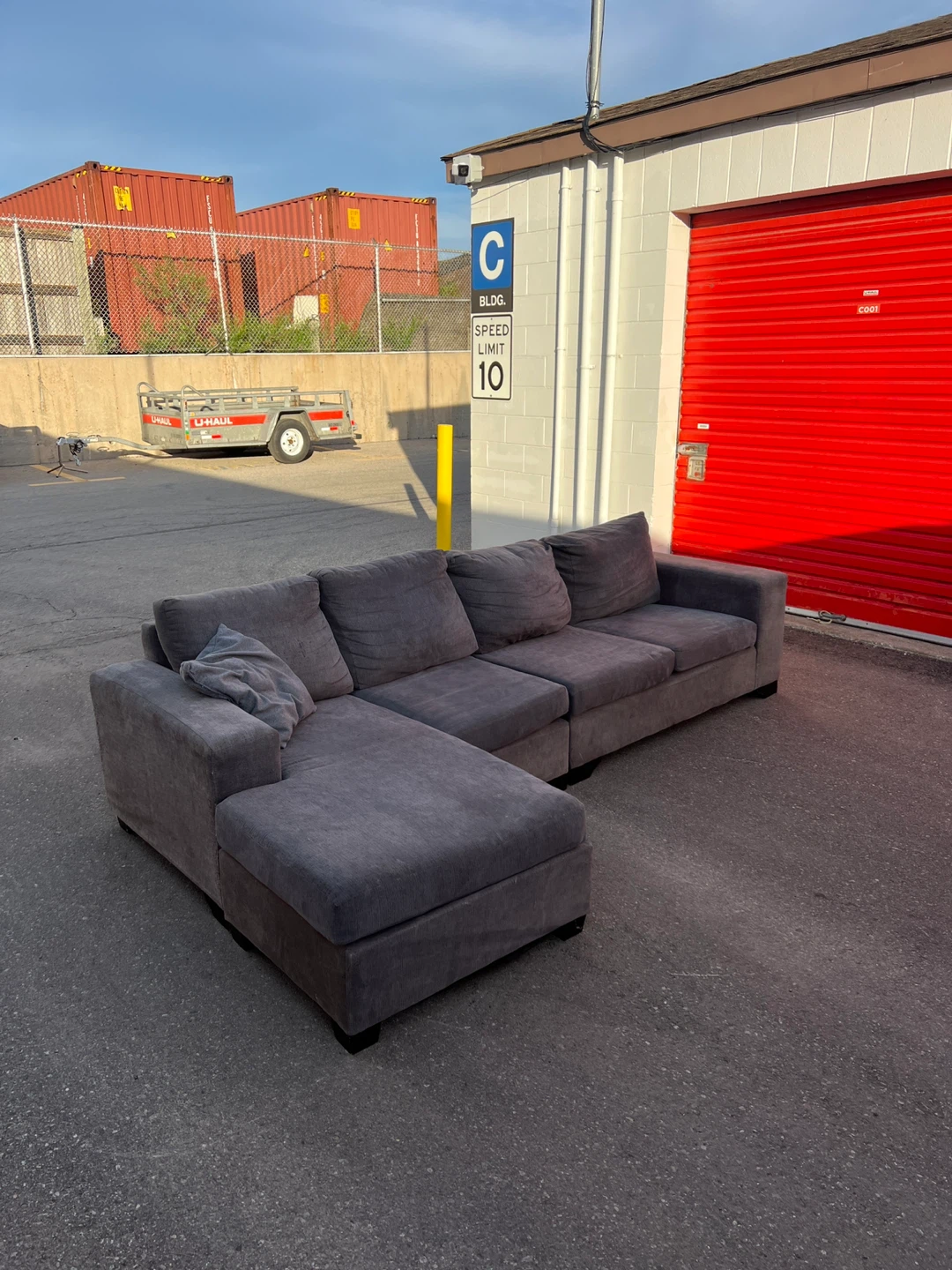 Grey Fabric L Sectional can also deliver for free - photo 2