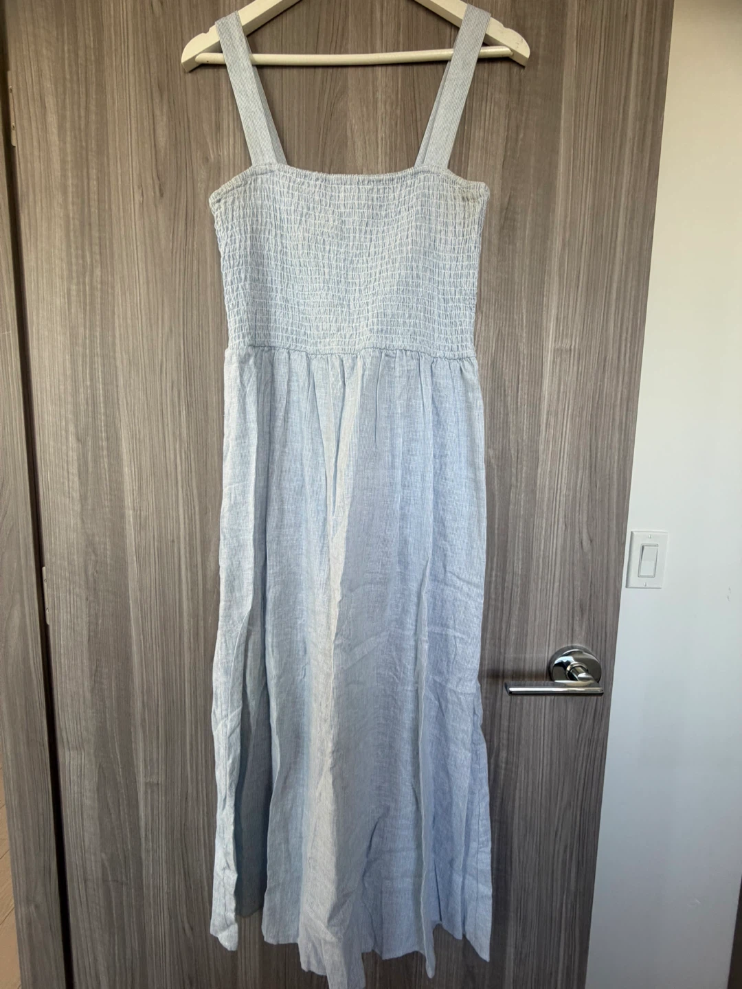 Light Blue Smocked Midi Dress