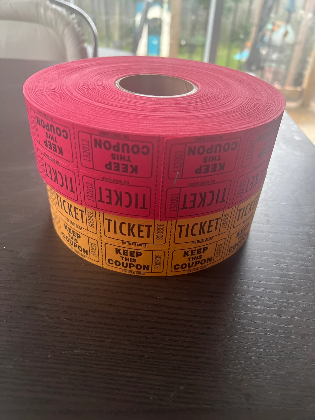 2 Rolls of Raffle Tickets (Red and orange)