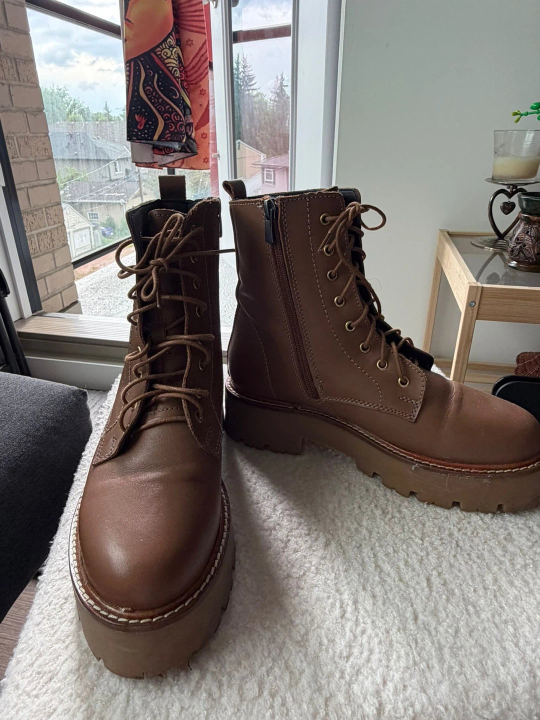 Brown Leather Lace-Up Combat Boots - photo 4