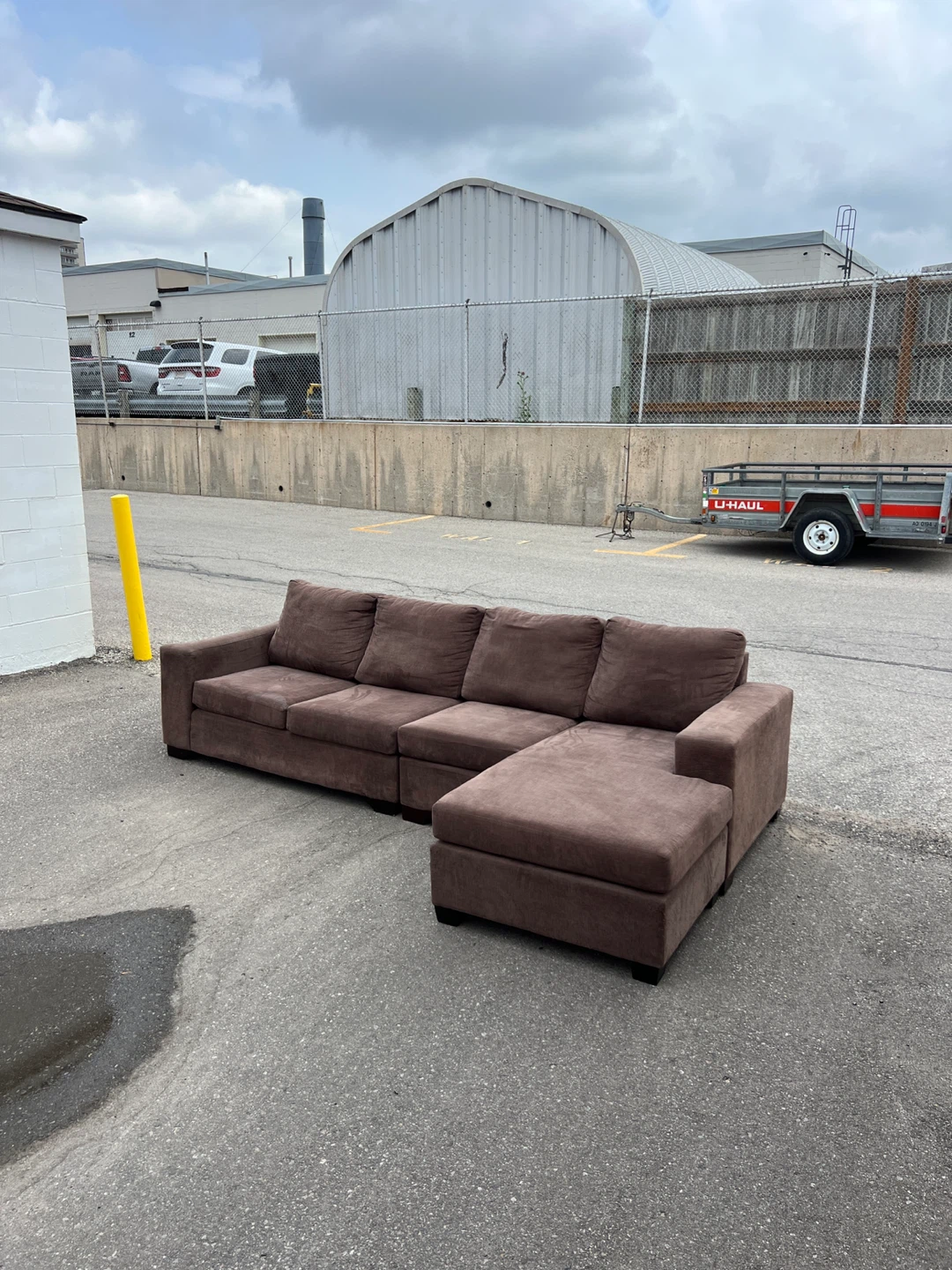 Light Brown Fabric L Sectional can also deliver for free