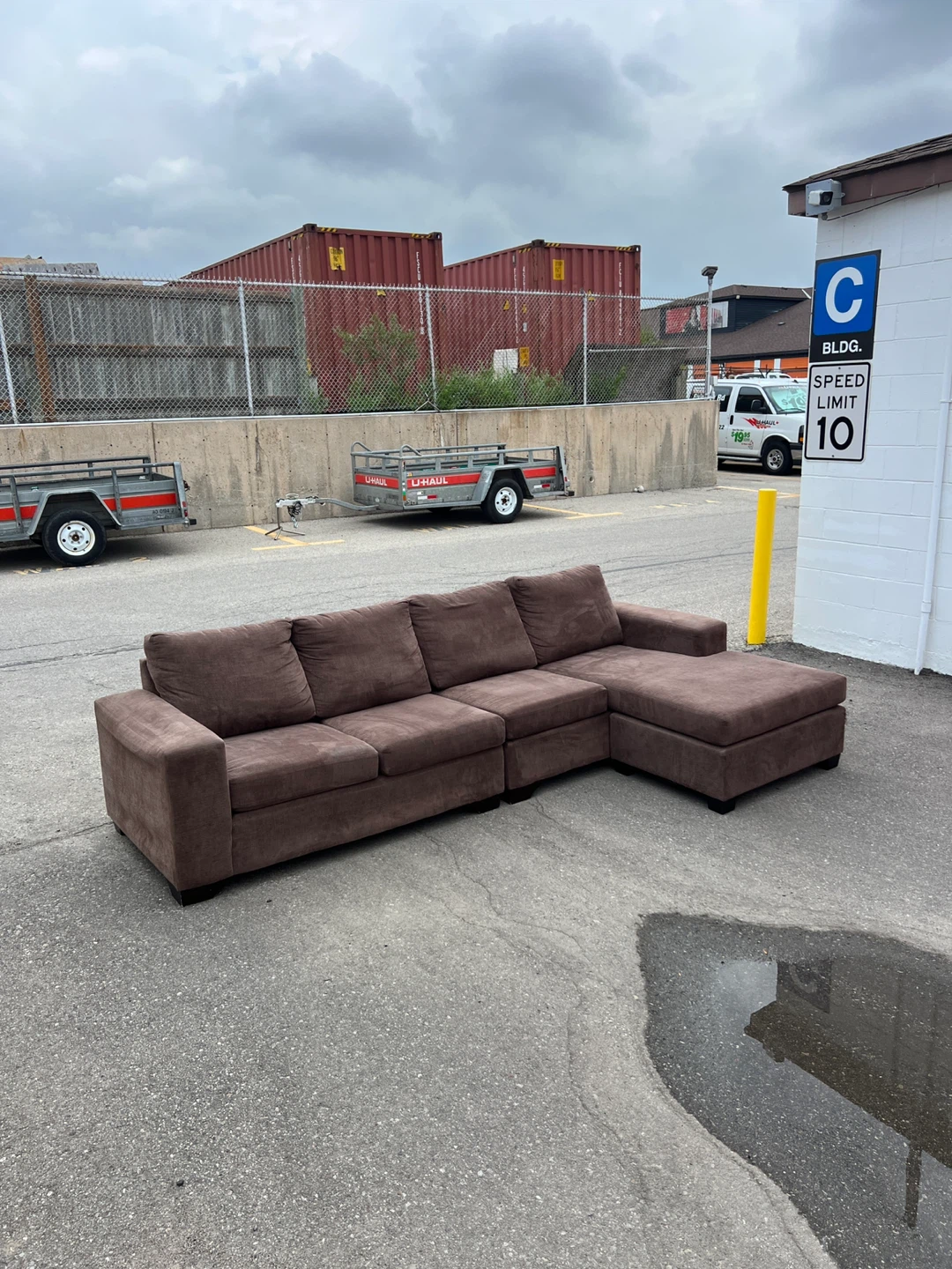 Light Brown Fabric L Sectional can also deliver for free - photo 2