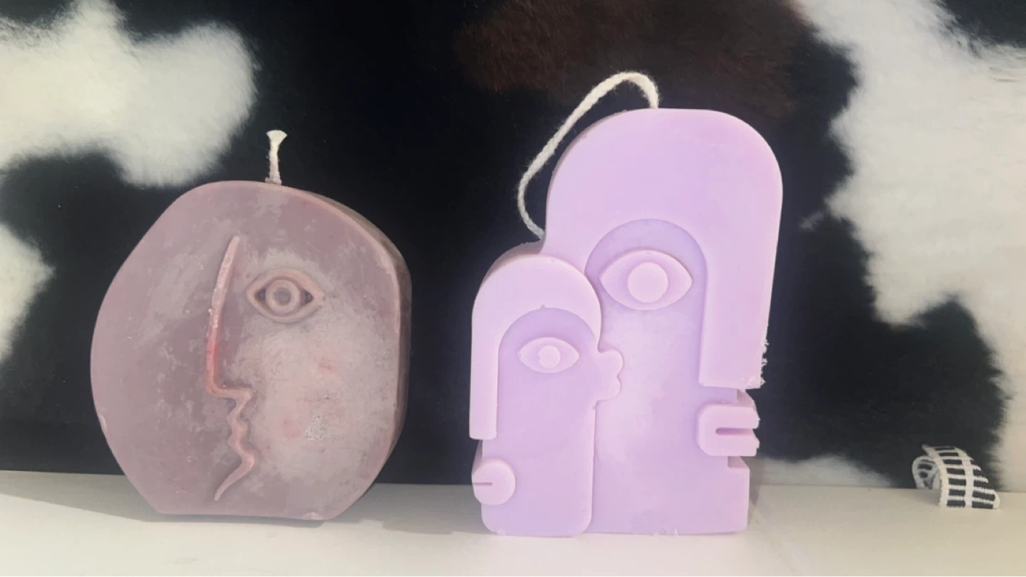 Abstract Face Candles (Set of 2)