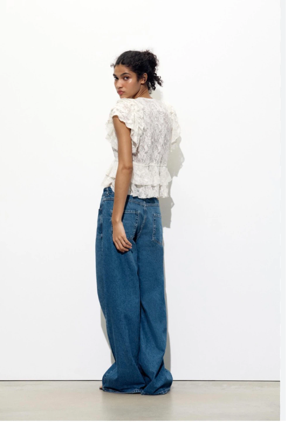 Zara  Lace Ruffle Tie-Front Top ⚽ - photo 3