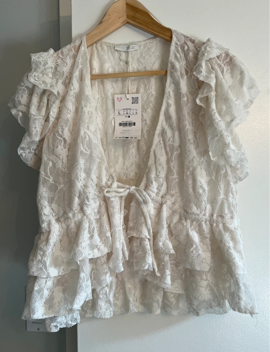 Zara  Lace Ruffle Tie-Front Top ⚽ - photo 4