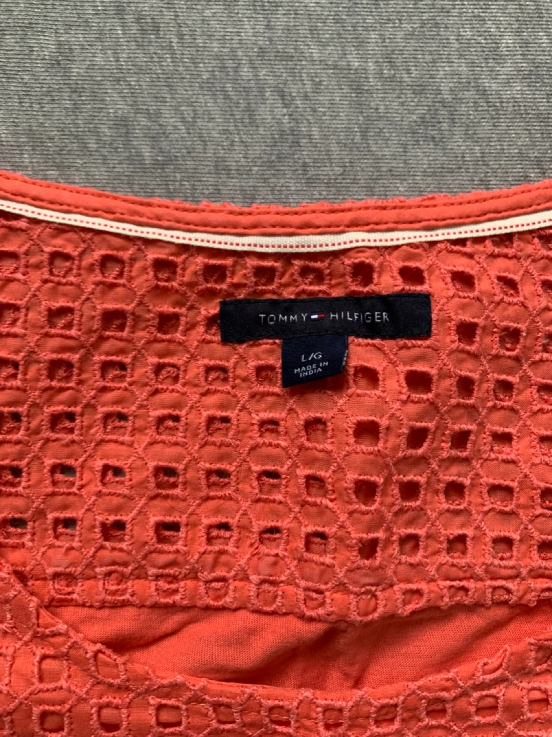 Tommy Hilfiger Ladies Orange Eyelet Top - Size Large ⚽️ - photo 3