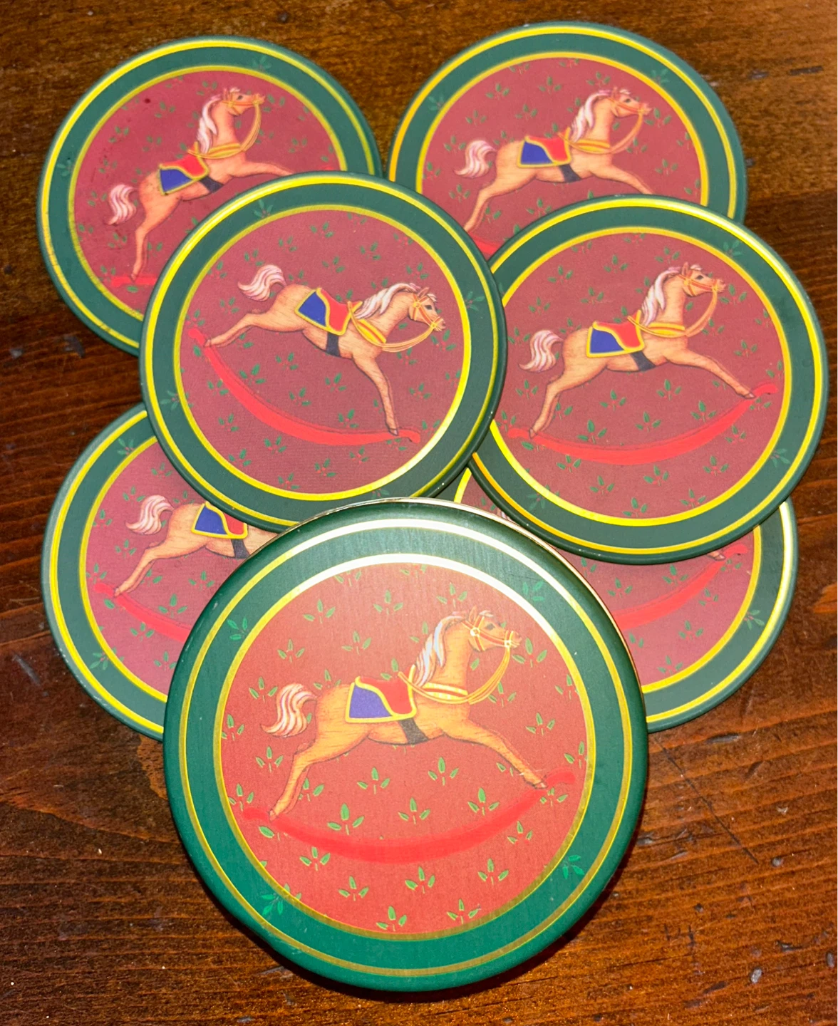 Set of 6 Rocking Horse Coasters w Cork Backing ⚽️