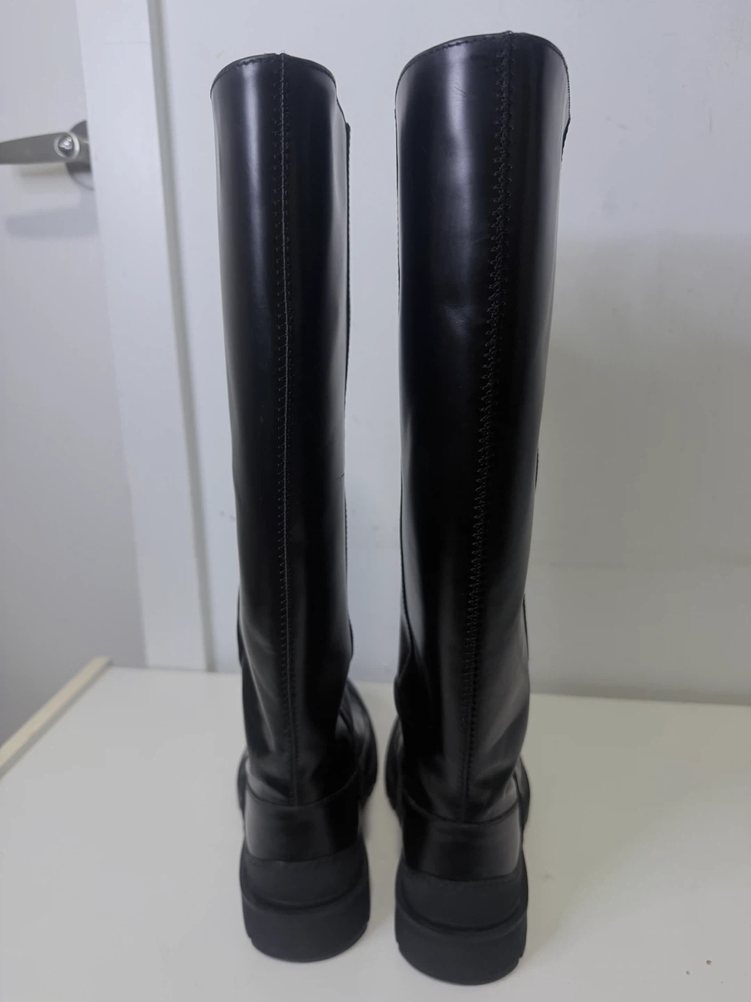 Black Leather Tall Zipper Boots - photo 3