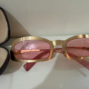 CHANEL Sunglasses Pink Lenses Gold Frame with Case
