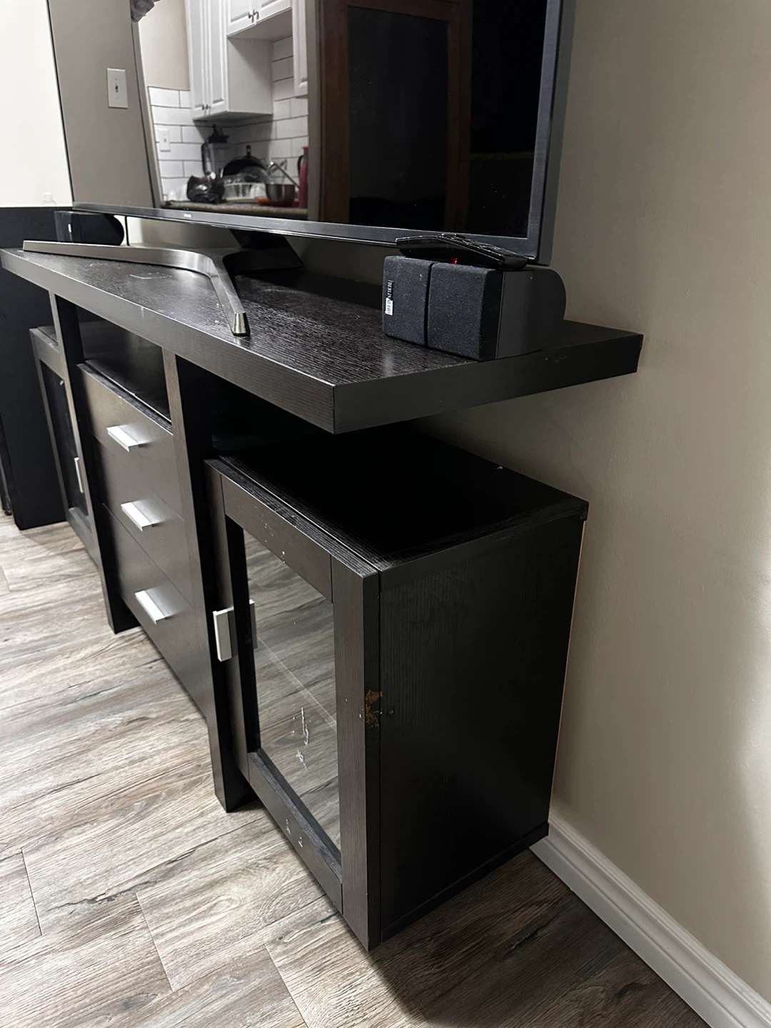 Dark Brown TV Stand with Drawers and Cabinets - photo 2