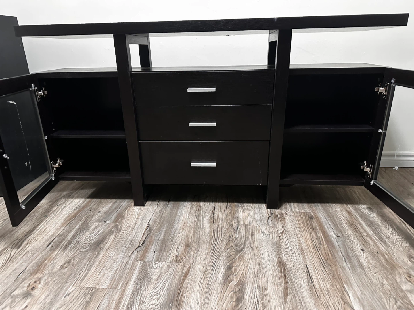 Dark Brown TV Stand with Drawers and Cabinets - photo 3
