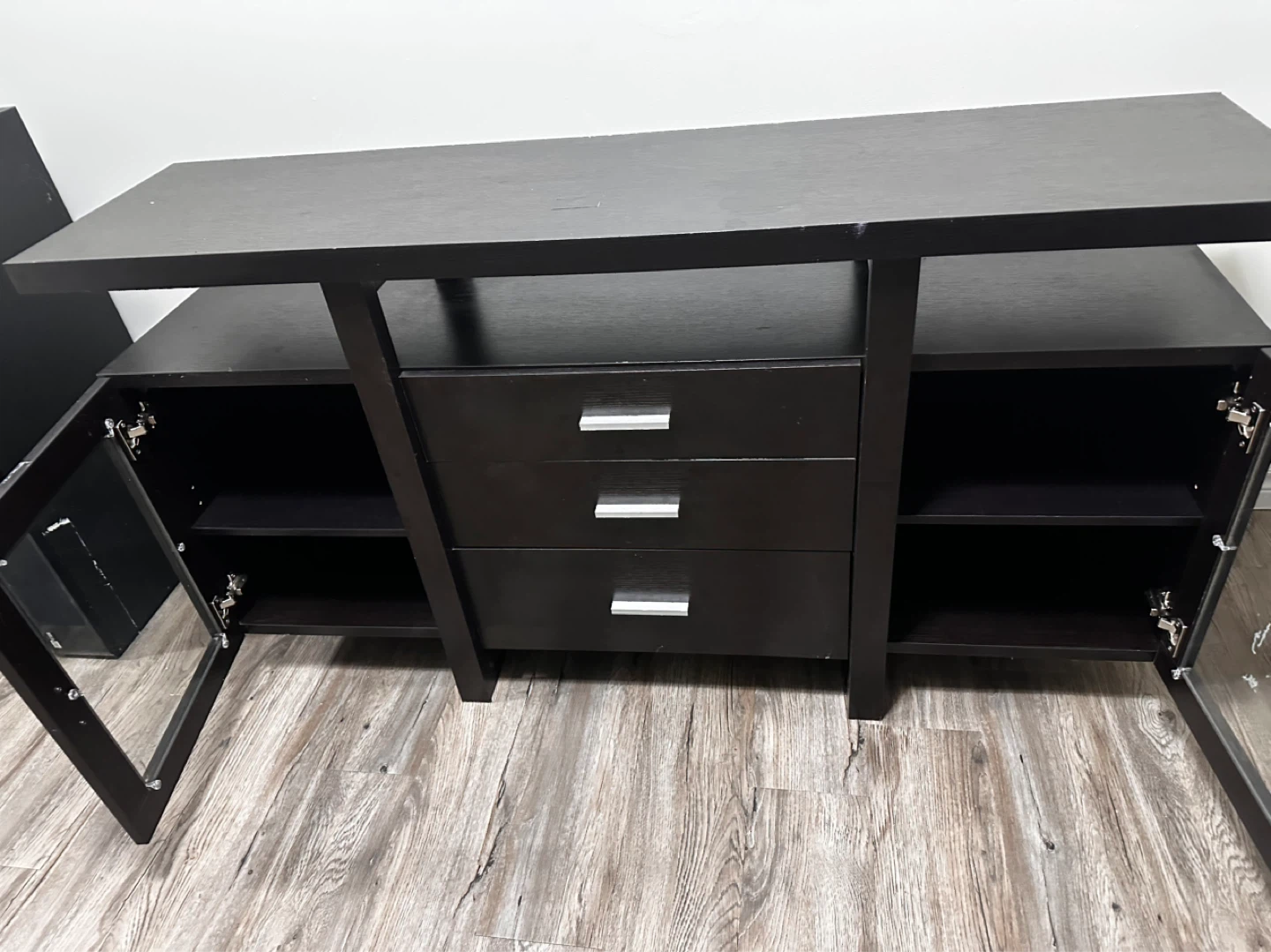 Dark Brown TV Stand with Drawers and Cabinets - photo 4