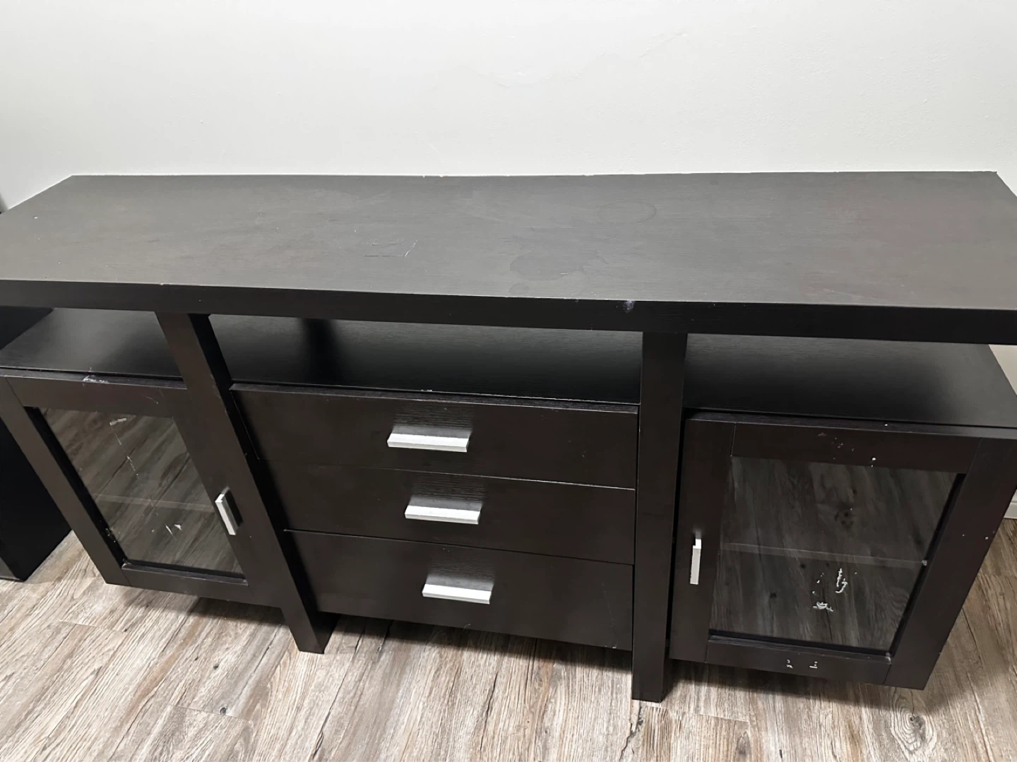 Dark Brown TV Stand with Drawers and Cabinets - photo 5