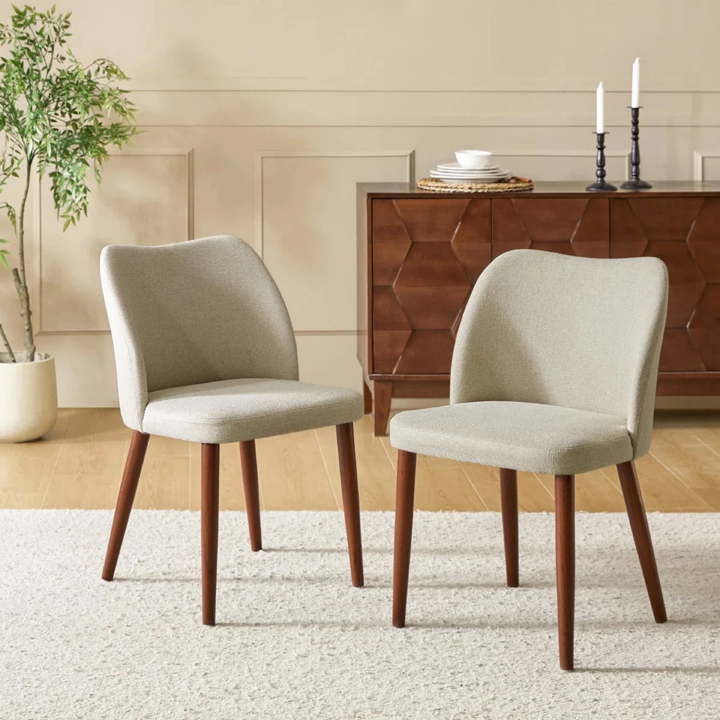 Set of 4 Beige Upholstered Dining Chairs $60 Each - photo 2