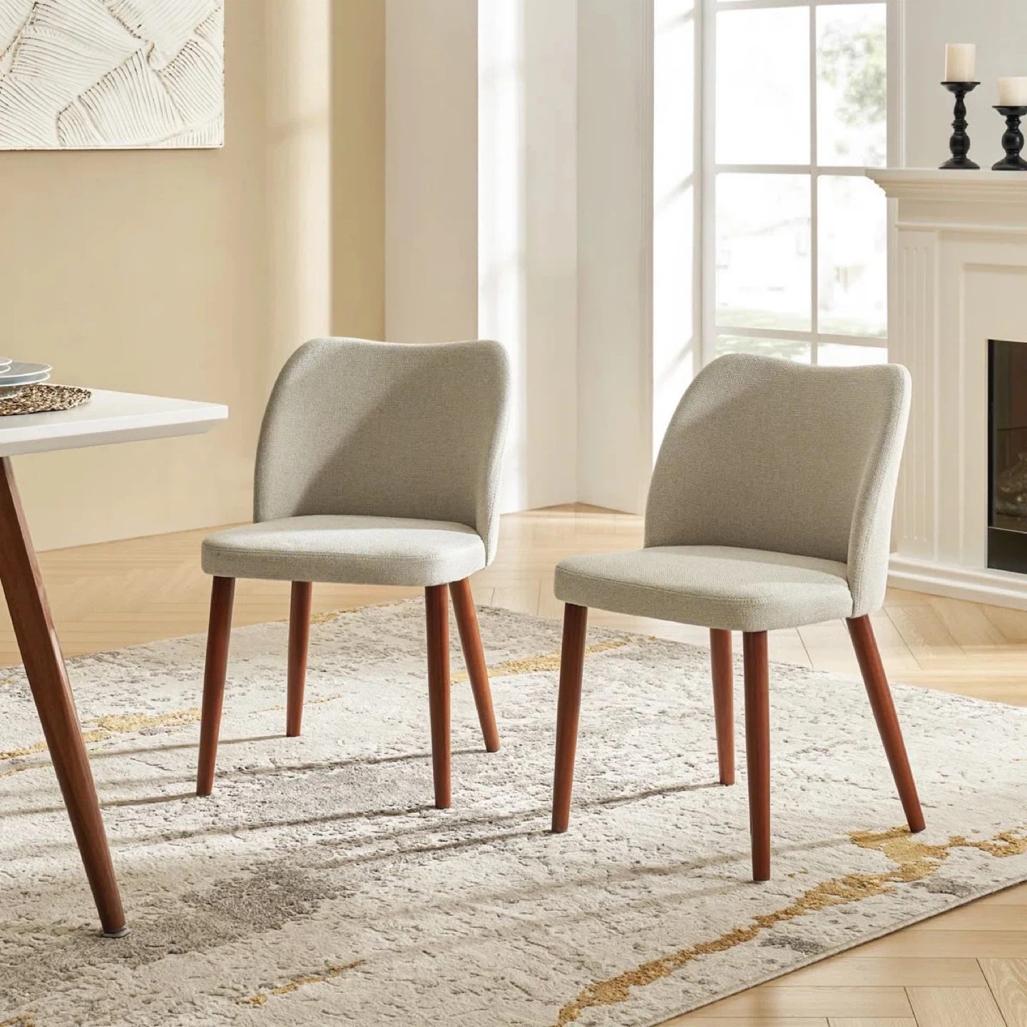 Set of 4 Beige Upholstered Dining Chairs $60 Each