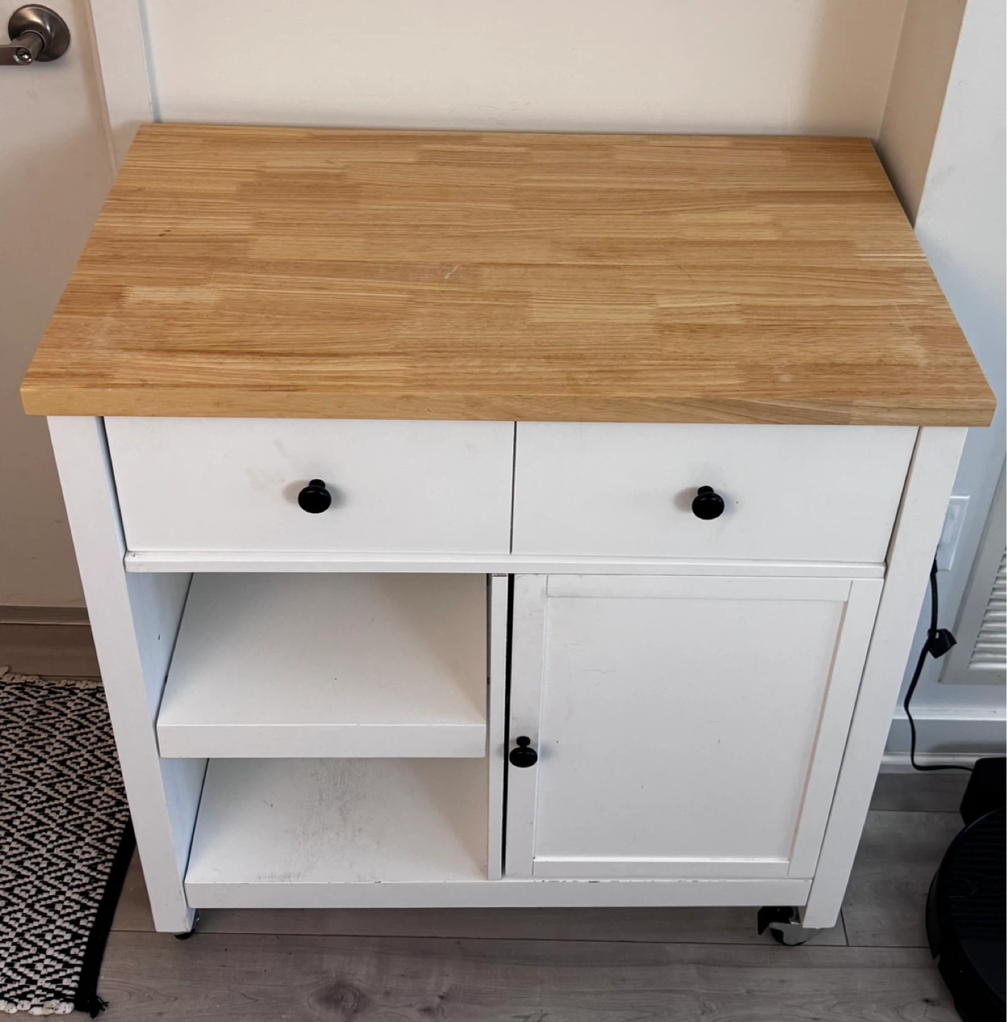 White Kitchen Cart with Wooden Top - photo 4