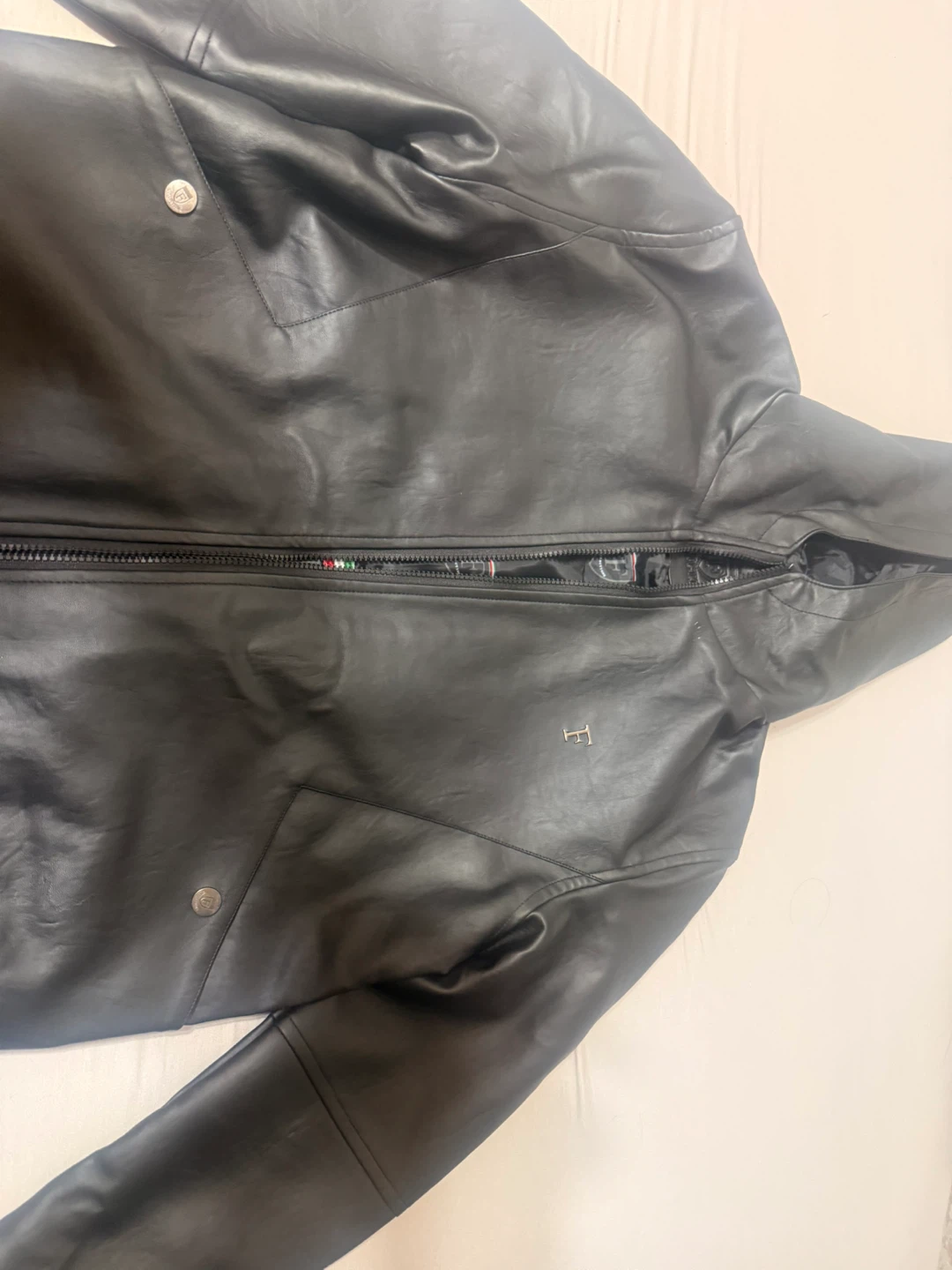F Collections Black Leather Jacket