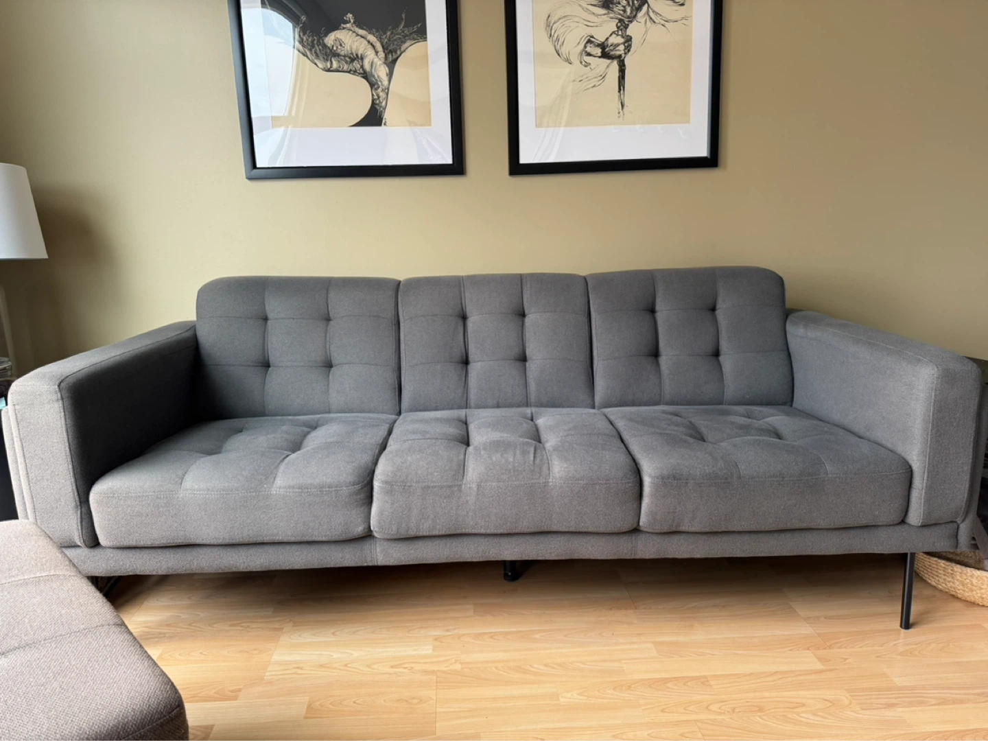 Grey Sofa with Ottoman