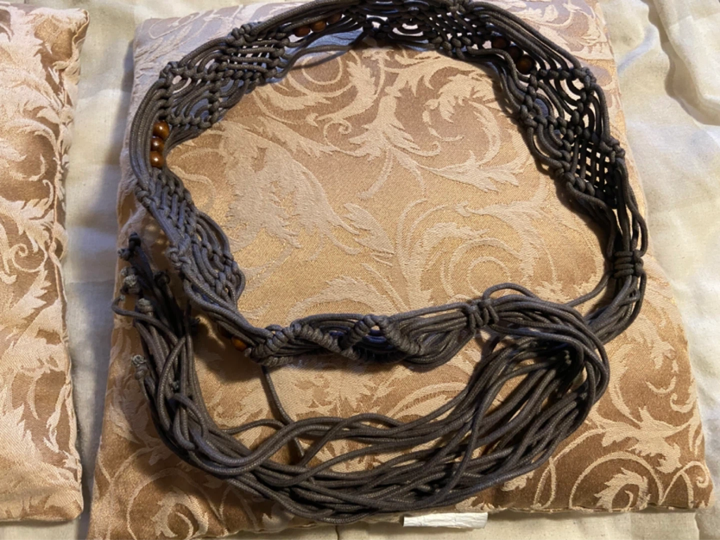 Macrame Belt with Wood Beads - photo 2