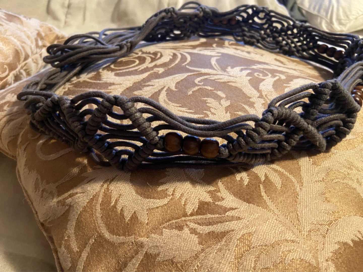 Macrame Belt with Wood Beads