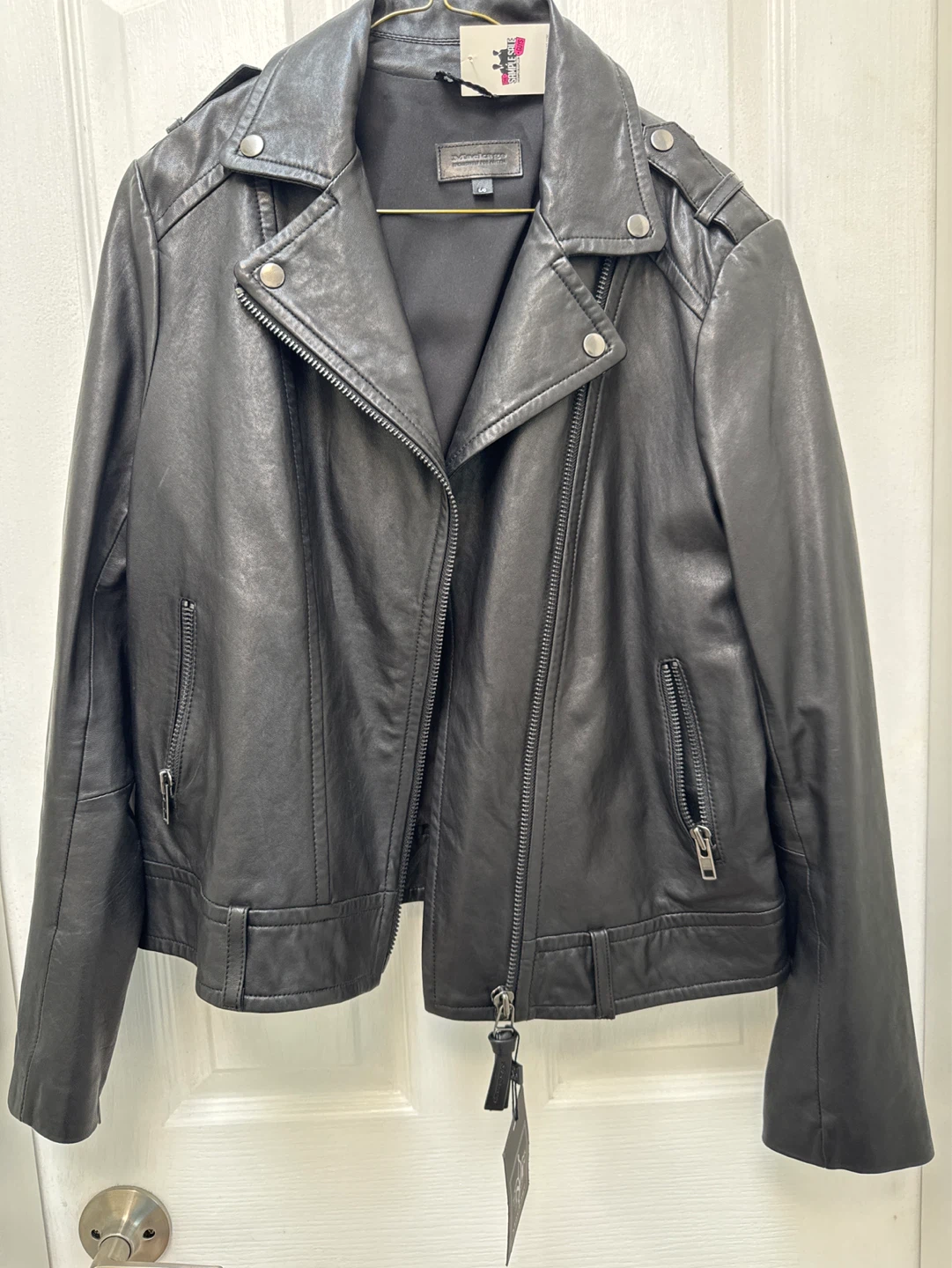 Mackage FLORICA-A Leather Moto Jacket Black Size L ⚽️